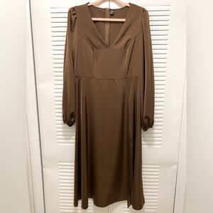 Elegant Brown Long Sleeve Dress